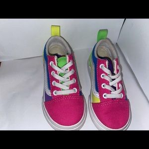 Vans Old Skool Neon Color-Block Skate Shoe - Pink / Purple / Yellow